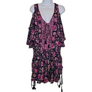 RAGA Anthropologie Cold Shoulder Romper Size Medium New Pockets Feminine